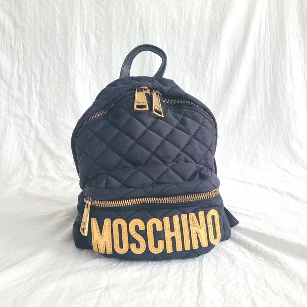 Moschino Black Quilted Nylon Backpack